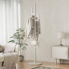 Coat Stand Woodem Rack with 3 Storage Shelves