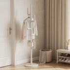 Coat Stand Woodem Rack with 3 Storage Shelves