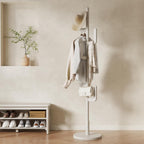 Coat Stand Woodem Rack with 3 Storage Shelves