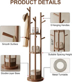 Coat Stand Woodem Rack with 3 Storage Shelves
