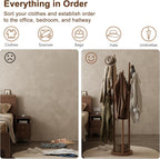 Coat Stand Woodem Rack with 3 Storage Shelves