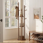 Coat Stand Woodem Rack with 3 Storage Shelves