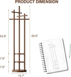 Coat Stand Woodem Rack with 3 Storage Shelves