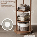 Coat Stand Woodem Rack with 3 Storage Shelves