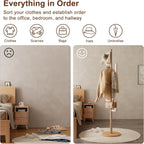 Coat Stand Woodem Rack with 3 Storage Shelves