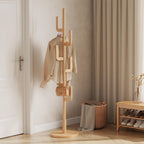 Coat Stand Woodem Rack with 3 Storage Shelves