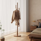 Coat Stand Woodem Rack with 3 Storage Shelves