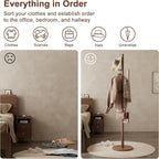 Coat Stand Woodem Rack with 3 Storage Shelves