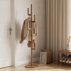 Coat Stand Woodem Rack with 3 Storage Shelves
