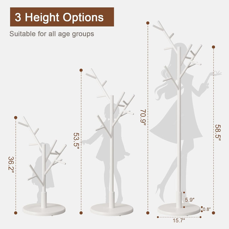 Coat Stand Wooden Rack Freestanding with 12 Hooks