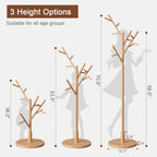 Coat Stand Wooden Rack Freestanding with 12 Hooks