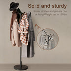 Coat Stand Wooden Rack Freestanding with 12 Hooks