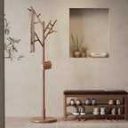 Coat Stand Wooden Rack Freestanding with 12 Hooks