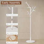 Coat Stand Wooden Rack Freestanding with 12 Hooks