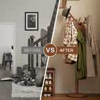 Coat Stand Wooden Rack Freestanding with 12 Hooks