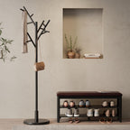 Coat Stand Wooden Rack Freestanding with 12 Hooks