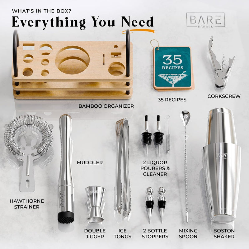 Cocktail Making Kit 14-Piece Bartender Shaker Set Maker