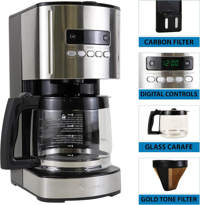 Drip Coffee Maker Machine 12-Cup 1.8L Programmable Filter