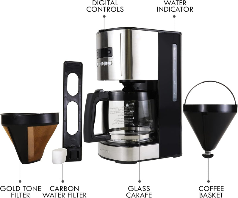 Drip Coffee Maker Machine 12-Cup 1.8L Programmable Filter