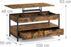 Coffee Table 2 Drawers 4 Compartments Hwd: 48–63
