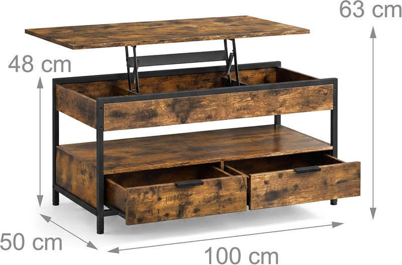 Coffee Table 2 Drawers 4 Compartments Hwd: 48–63