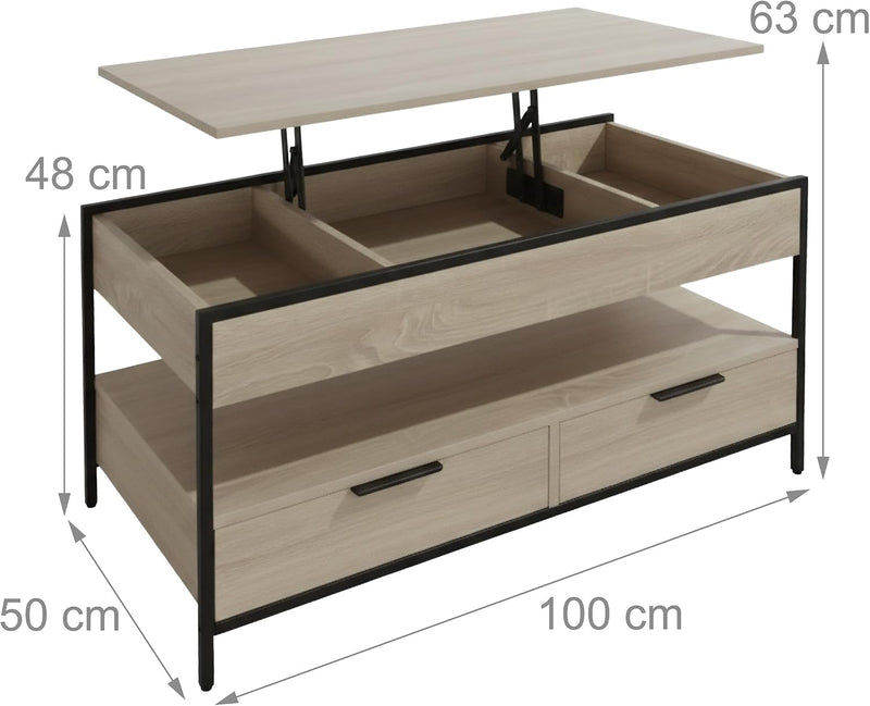 Coffee Table 2 Drawers 4 Compartments Hwd: 48–63