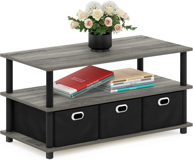 Coffee Table 3-Tier Modern with Shelves and Storage