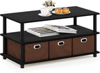 Coffee Table 3-Tier Modern with Shelves and Storage
