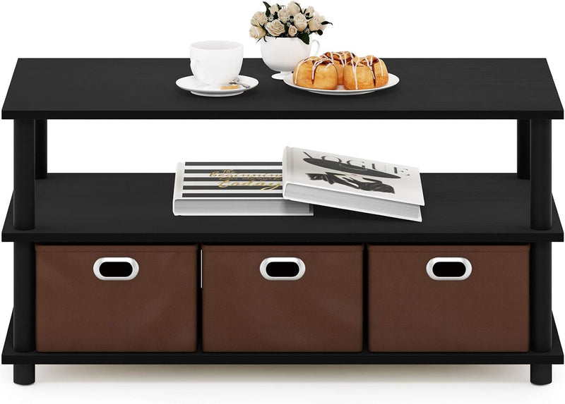 Coffee Table 3-Tier Modern with Shelves and Storage