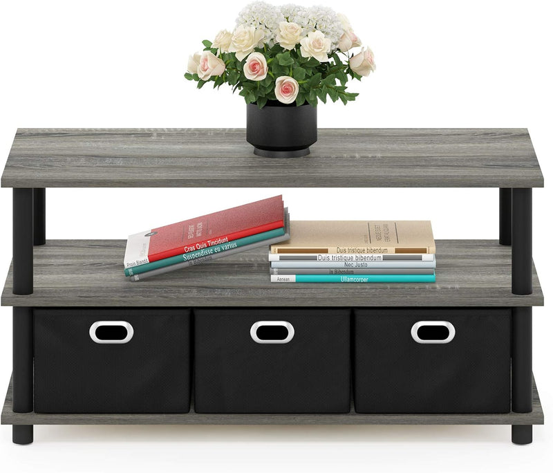 Coffee Table 3-Tier Modern with Shelves and Storage