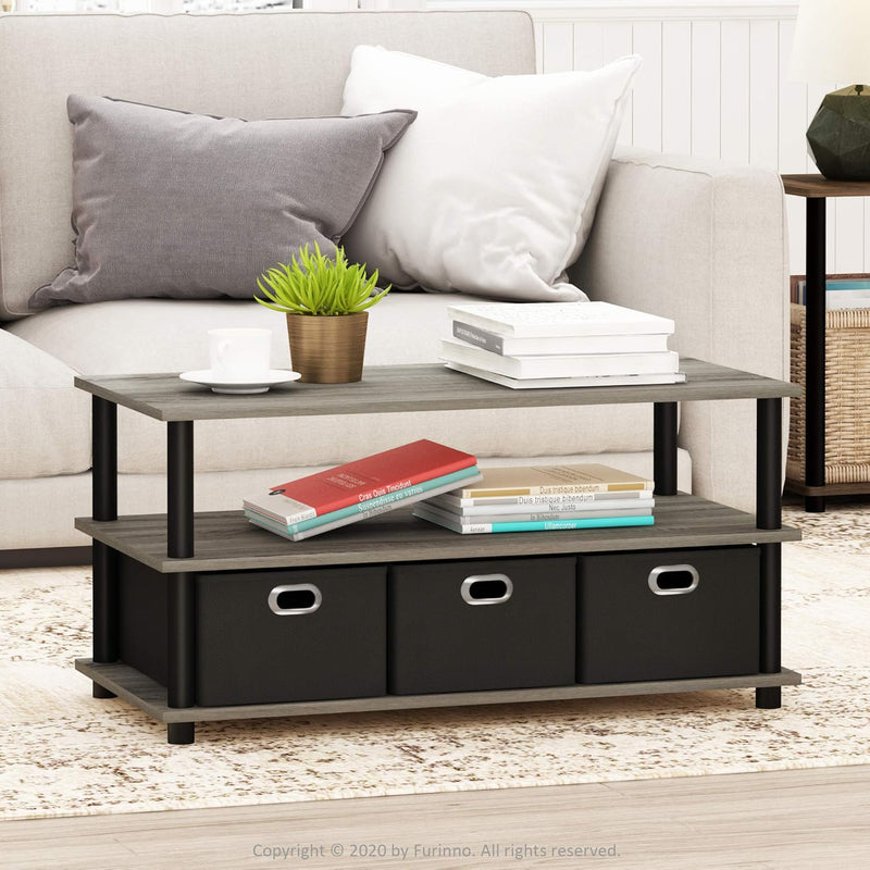 Coffee Table 3-Tier Modern with Shelves and Storage