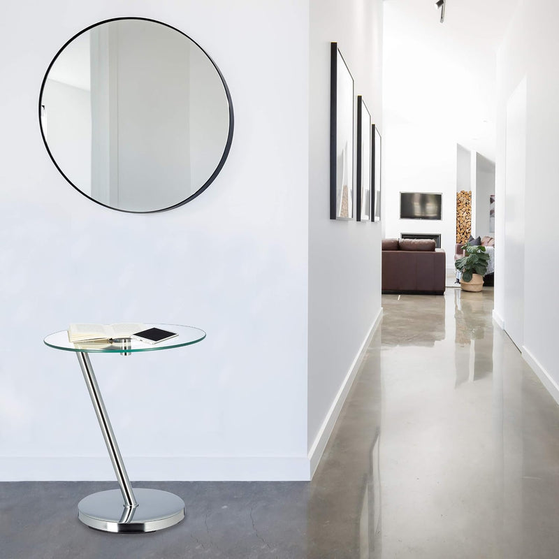 Coffee Table Glas and Chrome Round Side