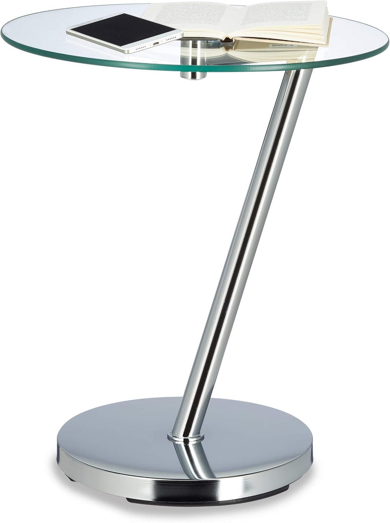Coffee Table Glas and Chrome Round Side