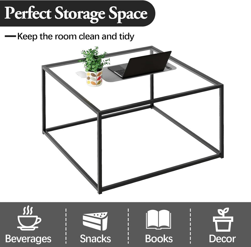 Coffee Table Glass Square Living Room Sofa