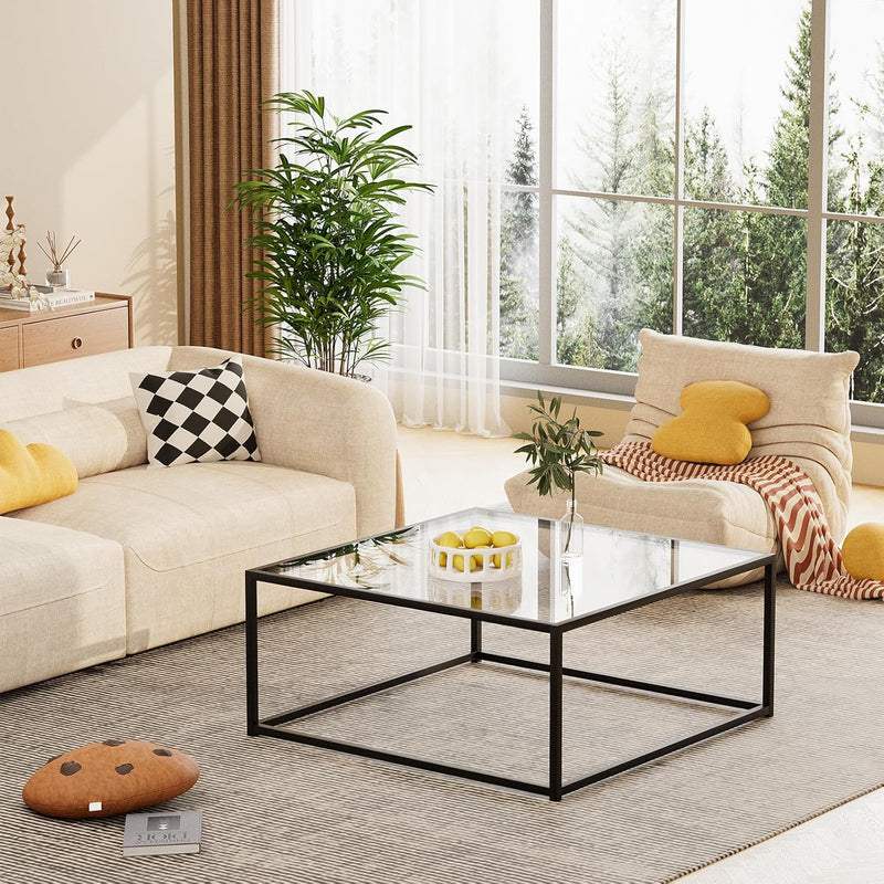 Coffee Table Glass Square Living Room Sofa