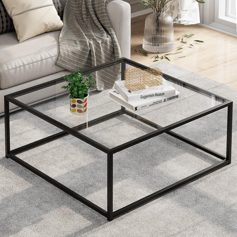 Coffee Table Glass Square Living Room Sofa