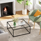 Coffee Table Glass Square Living Room Sofa