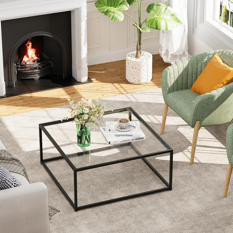 Coffee Table Glass Square Living Room Sofa