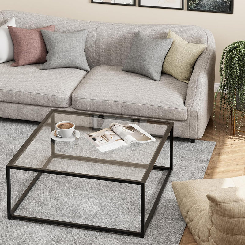 Coffee Table Glass Square Living Room Sofa
