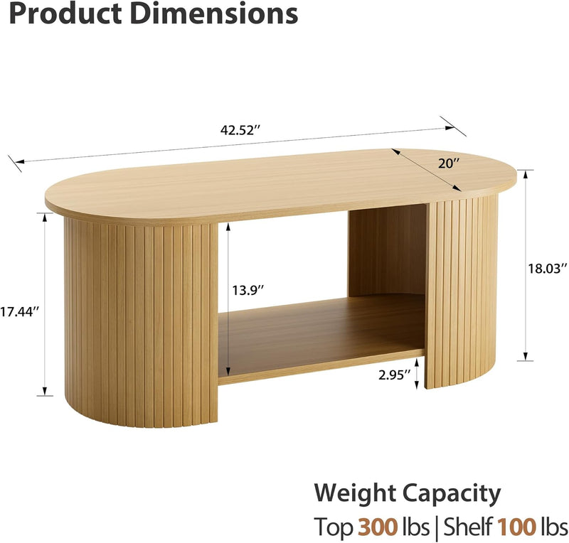 Coffee Table Living Room with 2-Tier Storage Thick