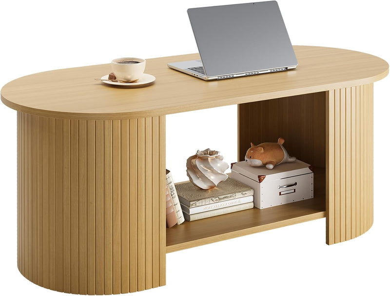 Coffee Table Living Room with 2-Tier Storage Thick