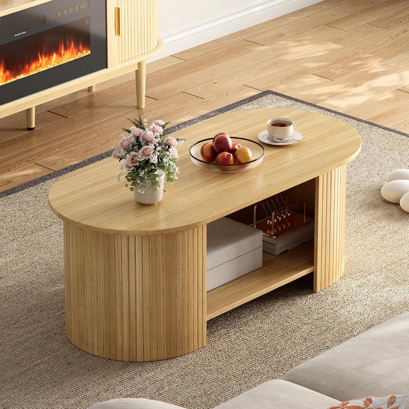 Coffee Table Living Room with 2-Tier Storage Thick