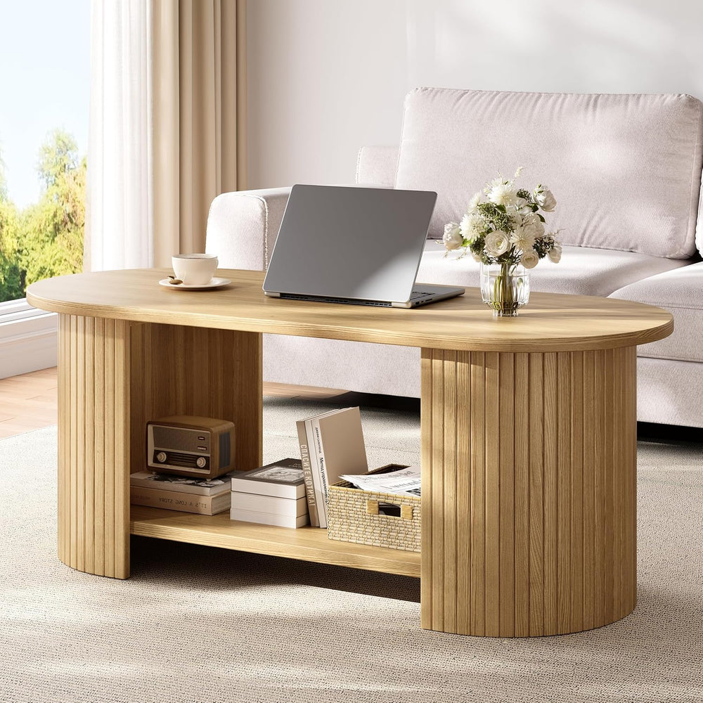 Coffee Table Living Room with 2-Tier Storage Thick