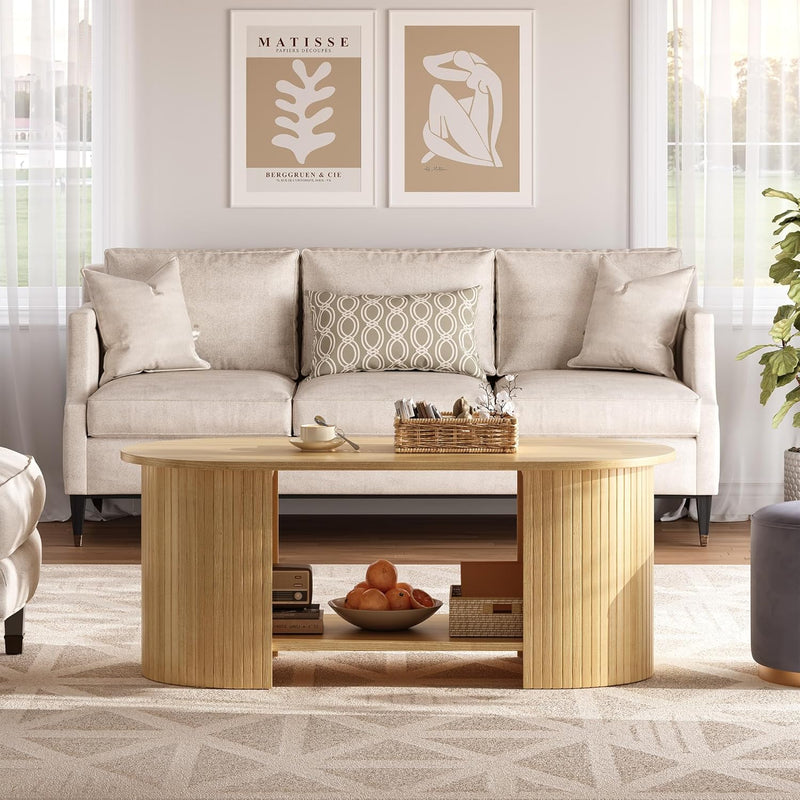 Coffee Table Living Room with 2-Tier Storage Thick