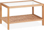 Coffee Table Living Room with Glass Top Walnut