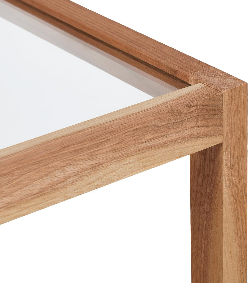 Coffee Table Living Room with Glass Top Walnut