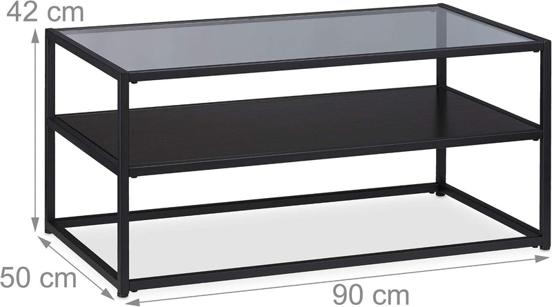 Coffee Table MDF Shel Glass Metal Modern Design