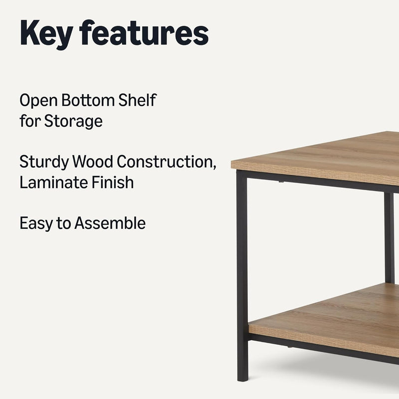 Coffee Table Rectangular with Bottom Shelf Living Room