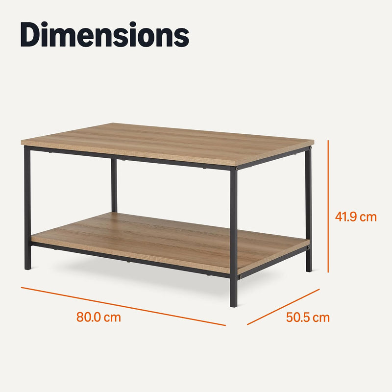 Coffee Table Rectangular with Bottom Shelf Living Room