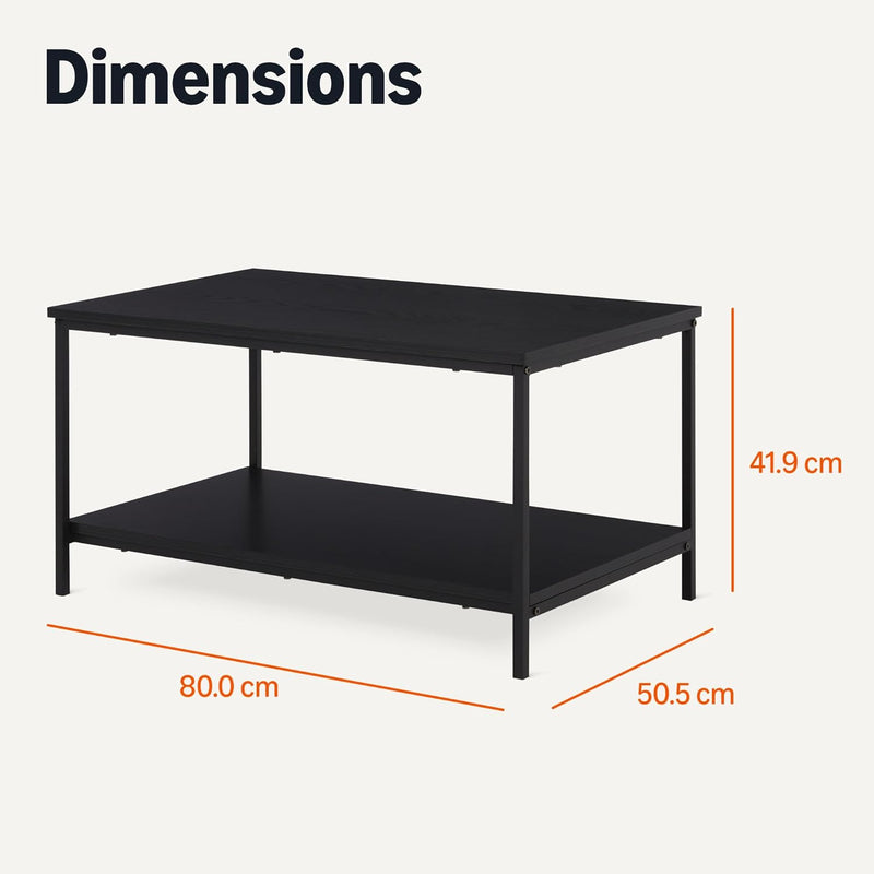 Coffee Table Rectangular with Bottom Shelf Living Room
